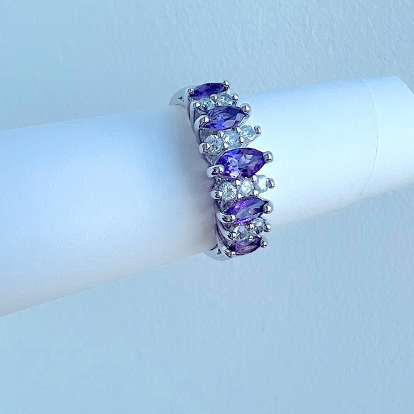 💜 Amethyst and cubic zirconia sterling silver (925) ring - Picture 7 of 11